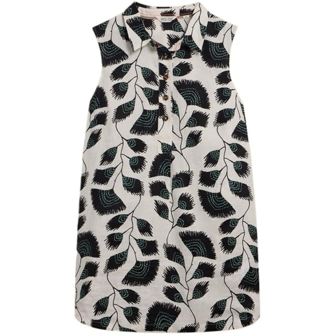 White Stuff Evelyn Sleevele Linen Tunic Black Printed Größe: 8 REGULAR | Tanktops Outlet | Damen | Weiß