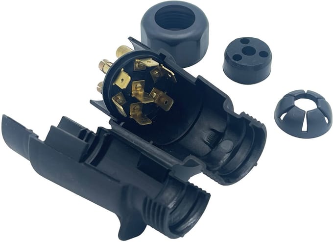 Stekker 7 polig 12v klikmodel RVS pins aansluiting