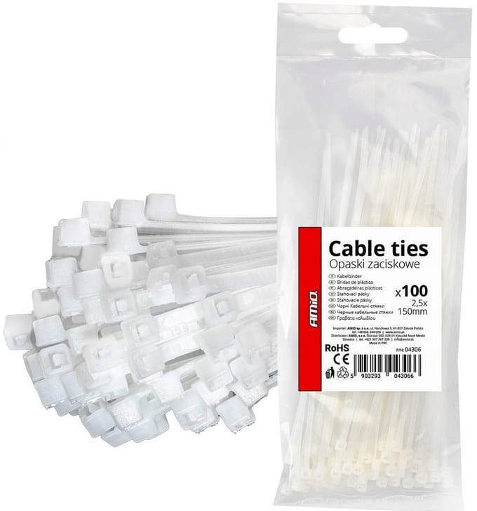 Witte Kabelbinders 2,5x150mm - Set van 100 stuks