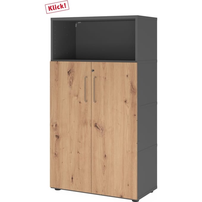 FlexWall | 4 OH | deuren + kast | met verstelbare poten - Grafiet/Essen-Eik