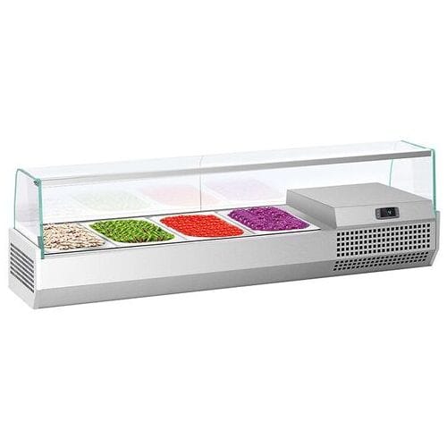 GGM Gastro Kühlaufsatzvitrine Premium PLUS - 1328x413mm - 4x GN 1/3 Zilver