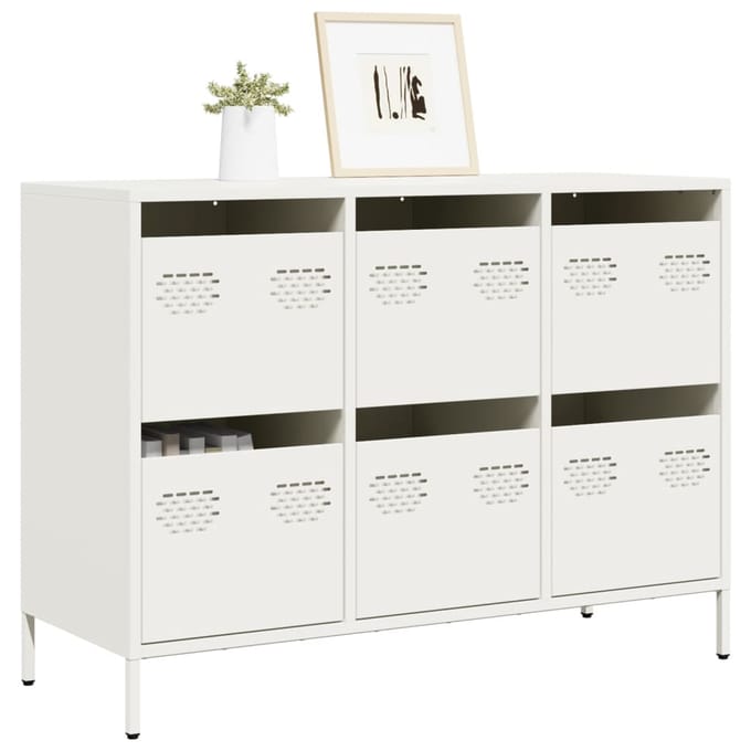vidaXL - Dressoir - 101,5x39x73,5 - cm - koudgewalst - staal - wit