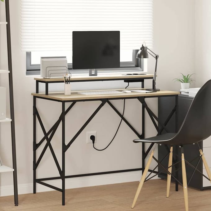 vidaXL - Bureau - Sonoma - Eik - 100 - x - 50 - x - 86,5 - cm - Bewerkt - hout