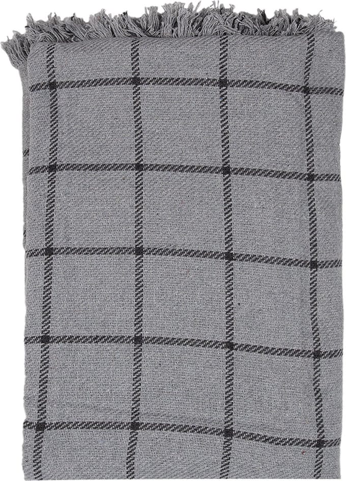 Clayre & Eef Plaid 125x150 cm Grijs Katoen Strepen