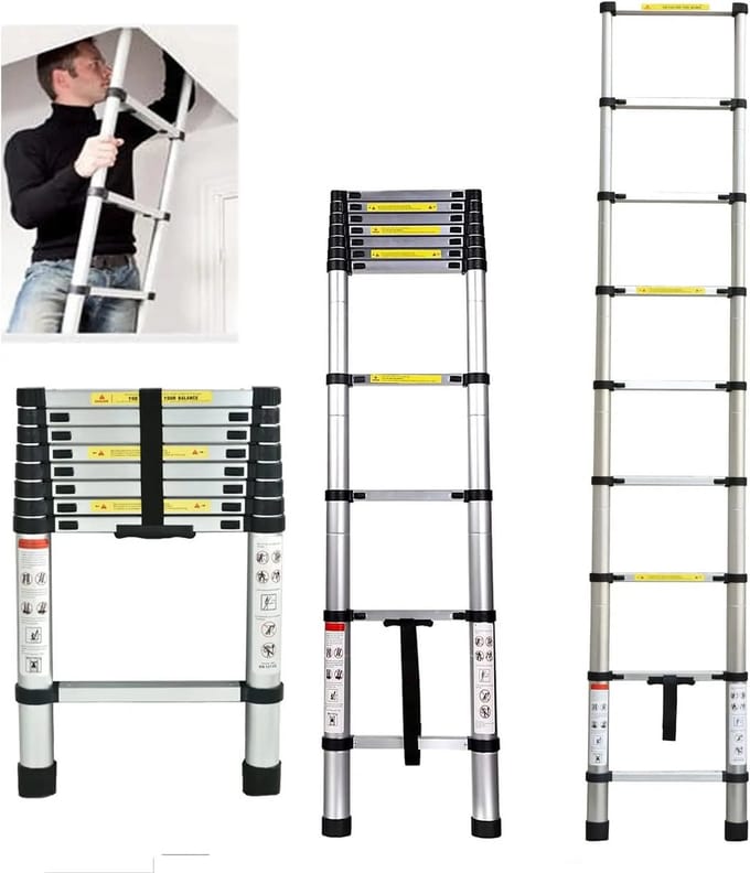 Telescoopladder Aluminium - Vouwladder - 2.6M