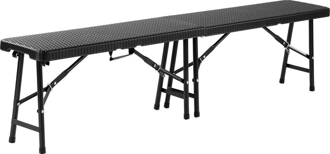 Bardi Rotan Look Inklapbare Campingbank 180 x28 cm. Zwart