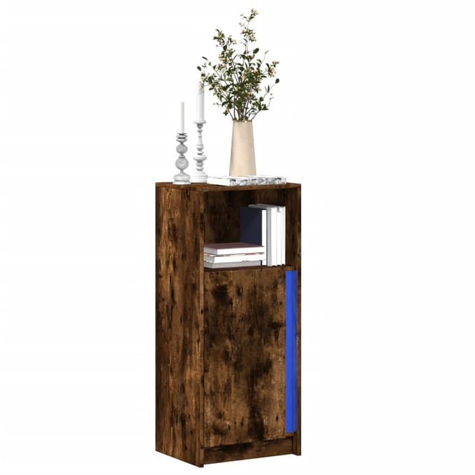 vidaXL - Dressoir - met - LED - 42,5x34x100 - cm - bewerkt - hout - gerookt - eikenkleur