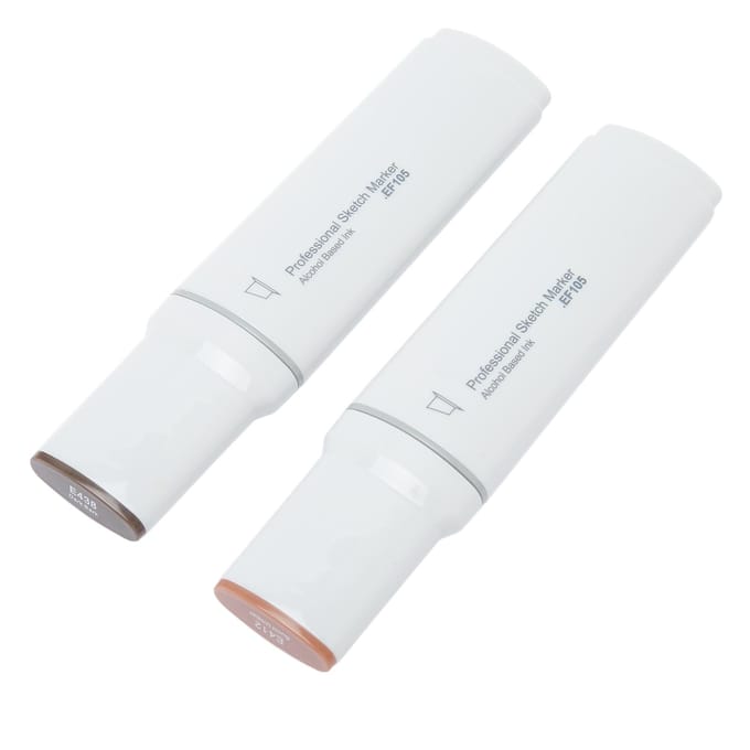 2 stuks Jumbo Markers Professioneel Sneldrogend Gelijkmatige Inktabsorptie Alcoholische Markers met Grote Brede Punt bruin