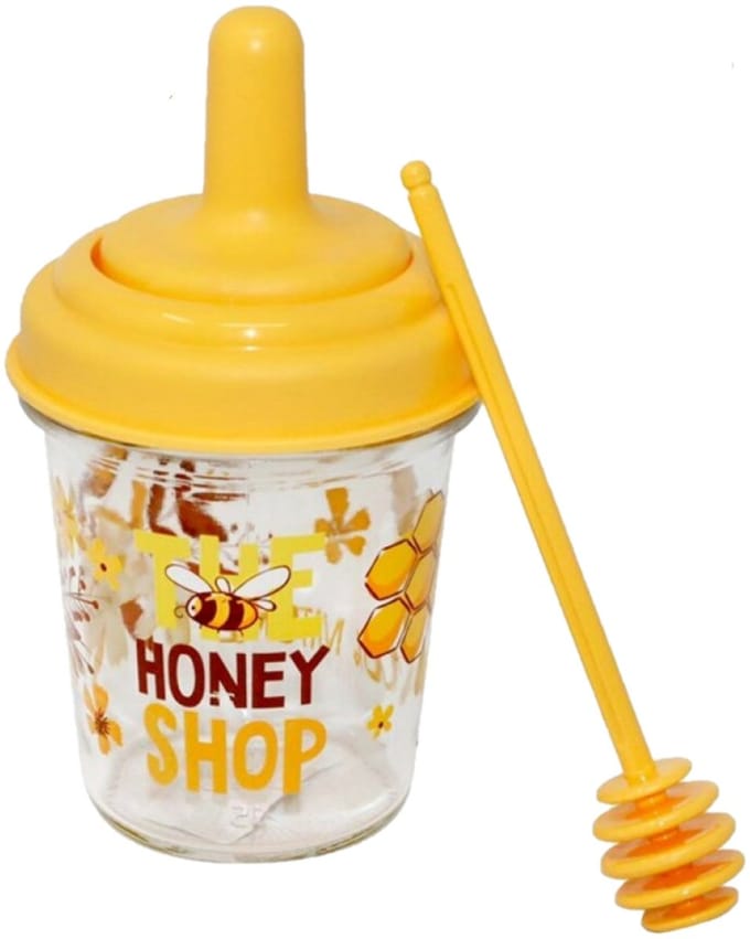 Concorde Honingpot met honinglepel - glas - 320 ml - 9 x 15 cm