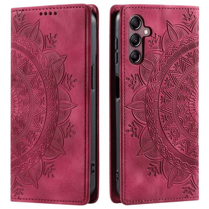 Comfycase Samsung Galaxy S24 FE Zacht Mandala Book Hoesje Rood