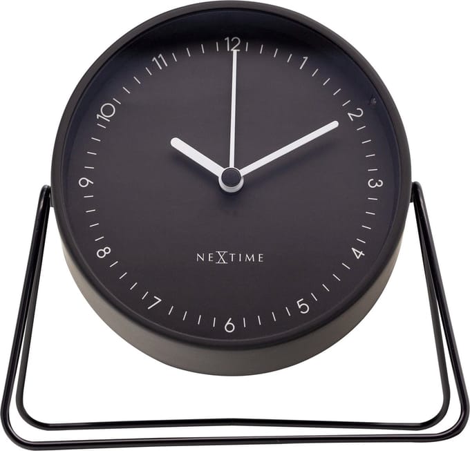 NeXtime Berlin Table – Tafelwekker – 14 × 13 × 7 cm – Metaal – Zwart – Stil