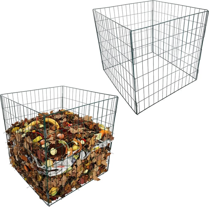 Compostbak - set van 2 - 76x76x76 cm - metaal - groen
