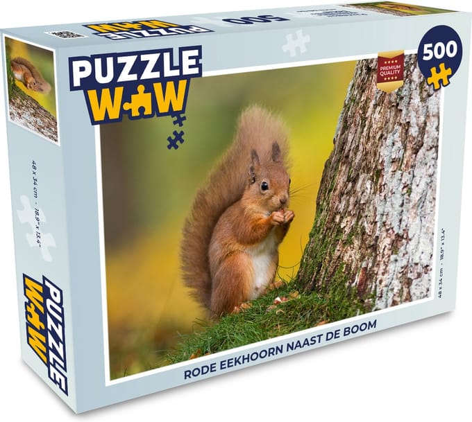 Puzzel Rode eekhoorn naast de boom - Legpuzzel - Puzzel 500 stukjes