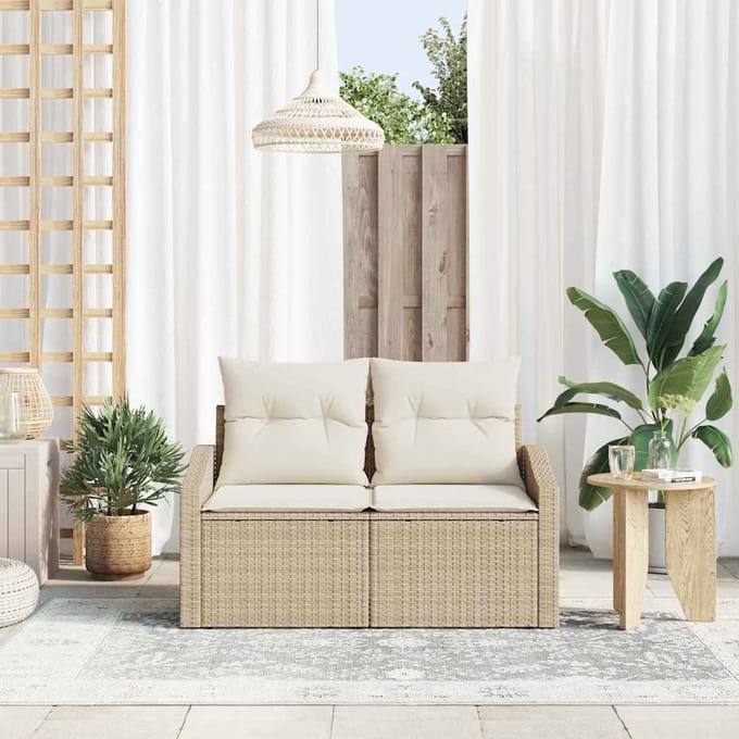 vidaXL - Tuin - Sofa - met - kussen - 123 - x - 62 - x - 69 - cm - poly - rattan