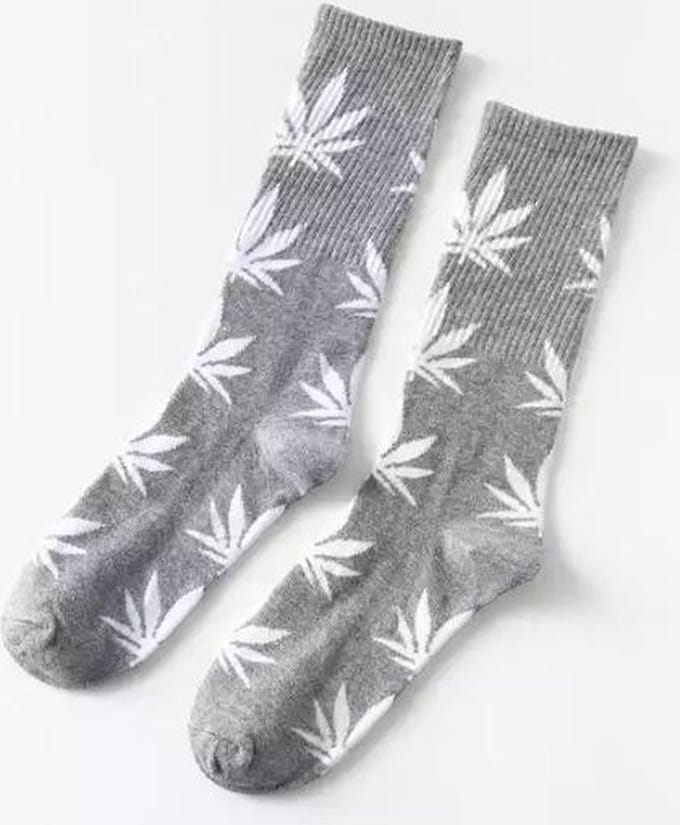 Jumada's - Wietsokken - Cannabissokken - Wiet - Cannabis - grijs-wit - Unisex sokken - Maat 36-45