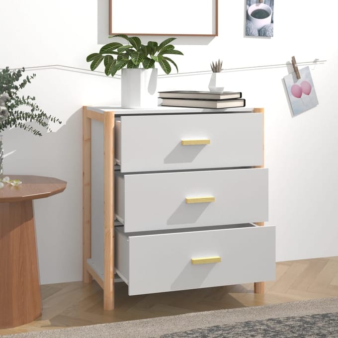 vidaXL - Dressoir - 62x38x70 - cm - bewerkt - hout - wit