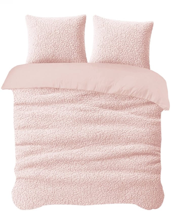 iSleep Dekbedovertrek Teddy - Eenpersoons - 140x200/220 cm - Roze