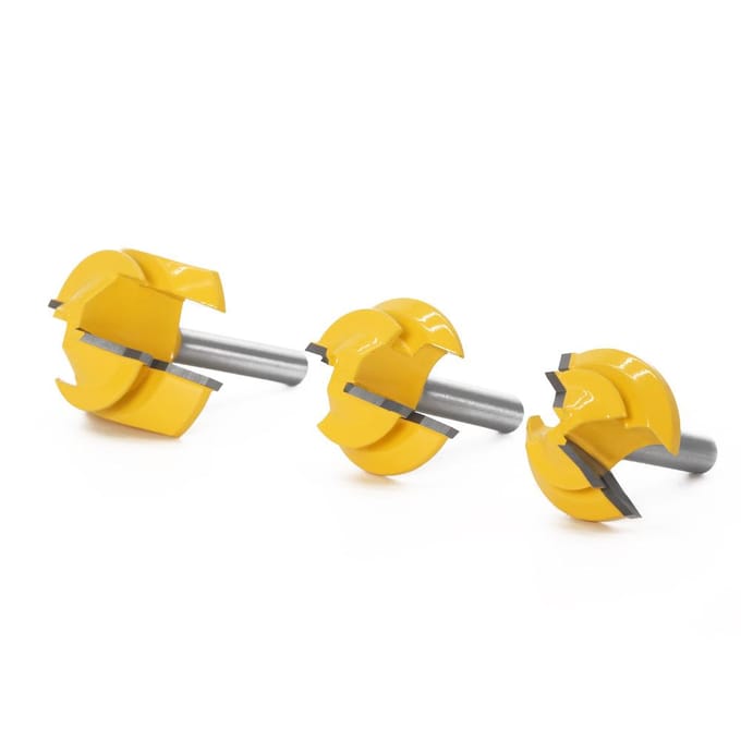 3PCS Sponningfrees Bit Set 8mm Schacht met 12.7mm 16mm 19.05mm Hoogte Sleufsnijder Freesbit Hout Groef Frezen wit