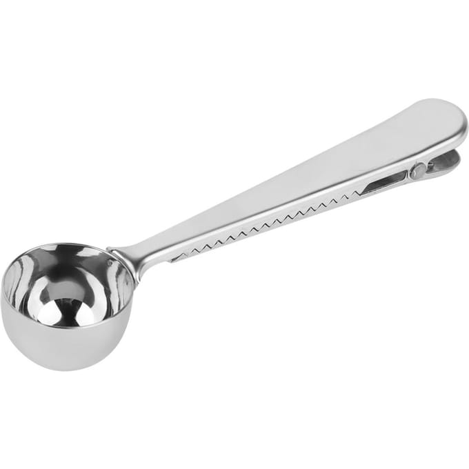 2-in-1 Roer- en Maatschep van Roestvrij Staal met Afsluitclip voor Keuken Cafe white