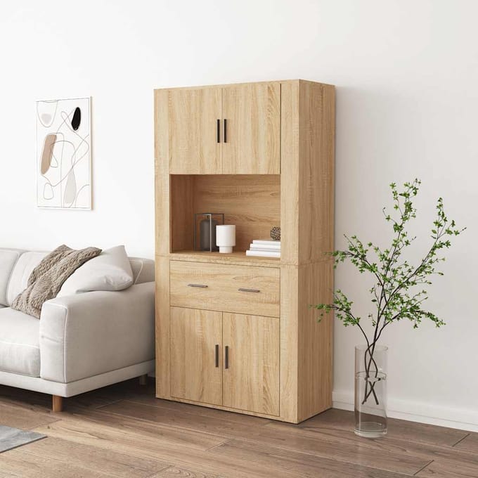 vidaXL - Hoge - kast - bewerkt - hout - sonoma - eikenkleurig