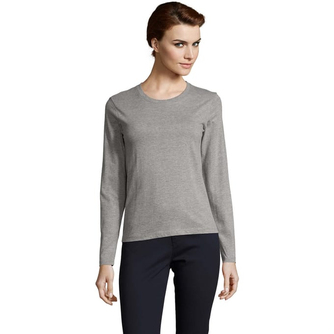 SOLS Dames/Dames Imperial Melange T-shirt met lange mouwen (Grijs)