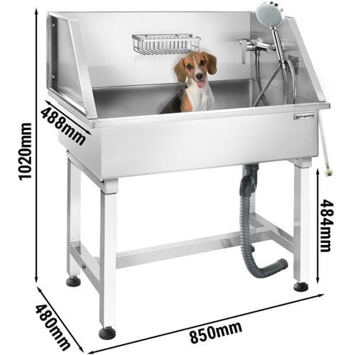 GGM Gastro Hondenbad - voorspoeldouche & antislipmat zilver