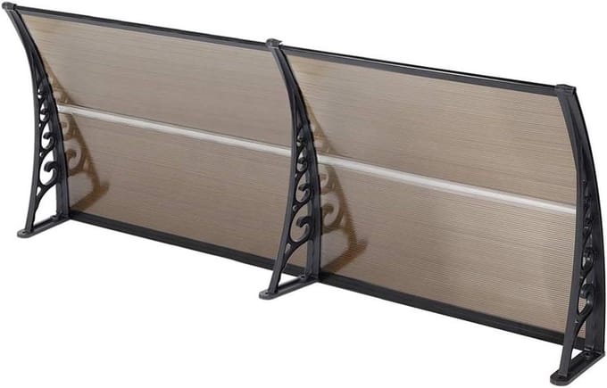 Luifel voor deur - Terras afdak - Bescherming tegen weer - Solide constructie - 100 x 300 cm - Bruin