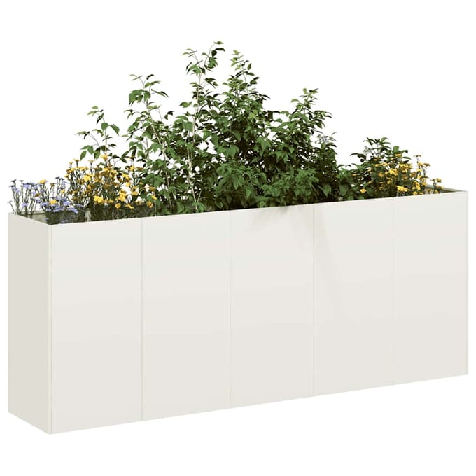 vidaXL - Plantenbak - 200x40x80 - cm - koudgewalst - staal - wit