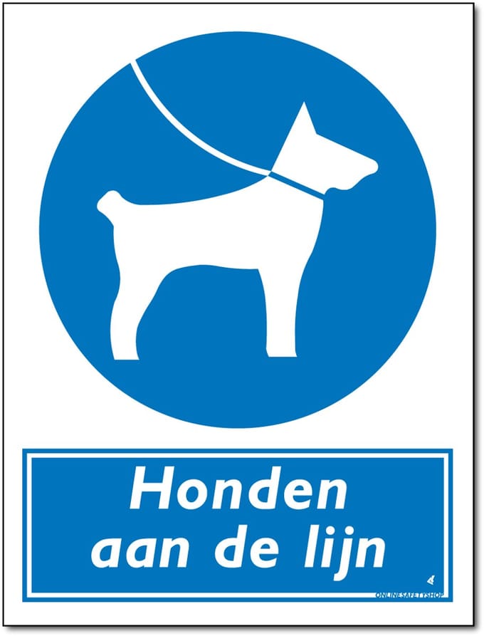 Honden bord - Aan de lijn - Forex - 30 x 40 cm - Weerbestendig