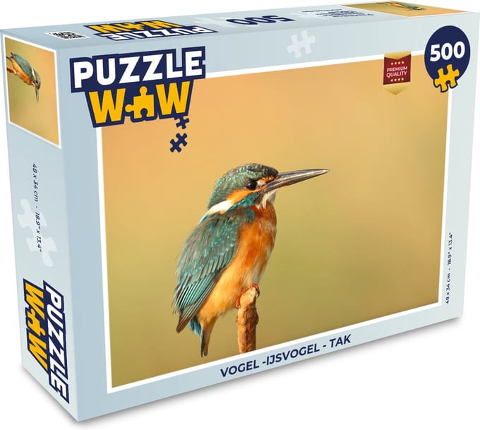 Puzzel Vogel -IJsvogel - Tak - Legpuzzel - Puzzel 500 stukjes