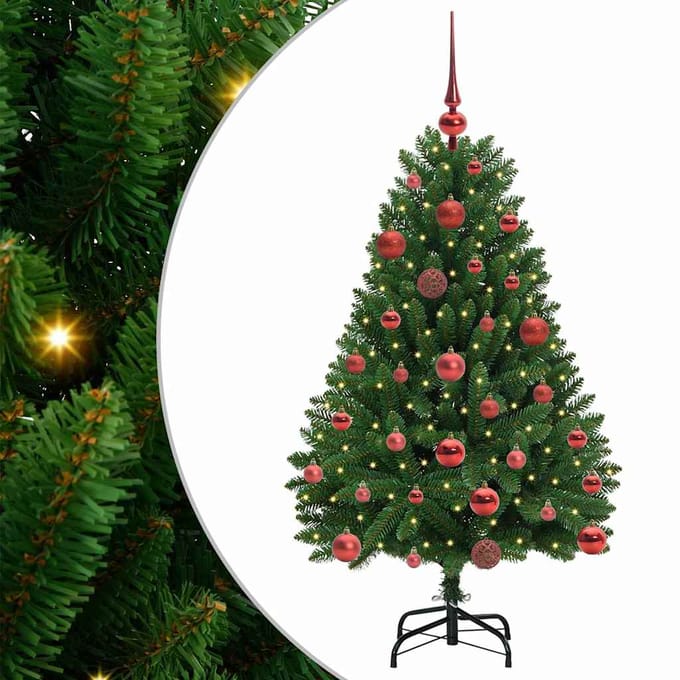 vidaXL - Kunstkerstboom - 120 - cm - 150 - LED's - Warmwit - PVC - en - Staal - Groen