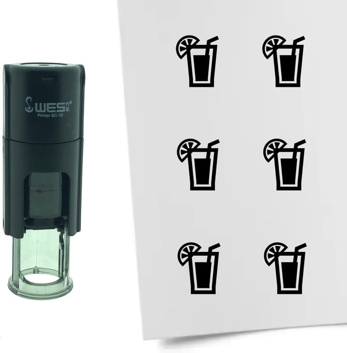 CombiCraft Stempel Cocktail 10mm rond - zwarte inkt