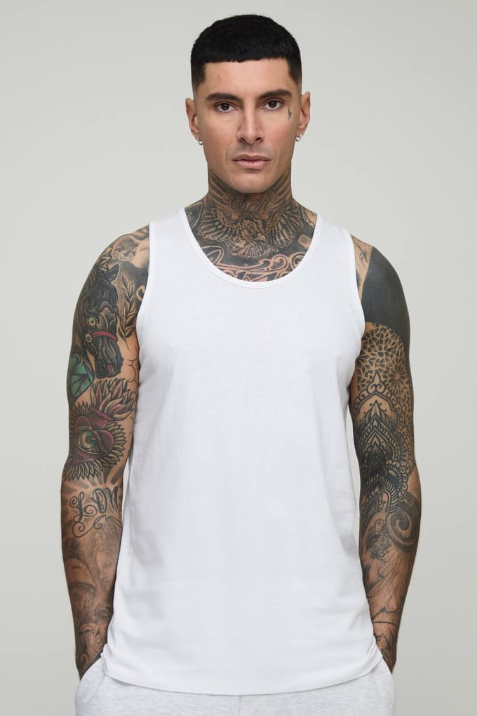Tall 2 Pack Essential Regular Fit Vest | White | Size Medium