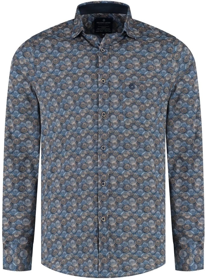 Fellows United Shirt lange mouw big circles Mid blue (52.6504 - 116)