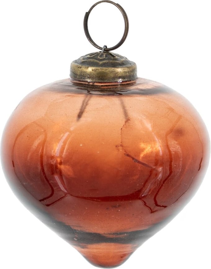HomeBound by KY | Kerstbal glas amber | 7,5x7,5x7,5cm | kerstbal