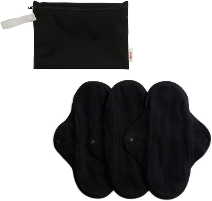 ImseVimse Wasbaar Maandverband Normaal met Wetbag 3 stuks - Zwart