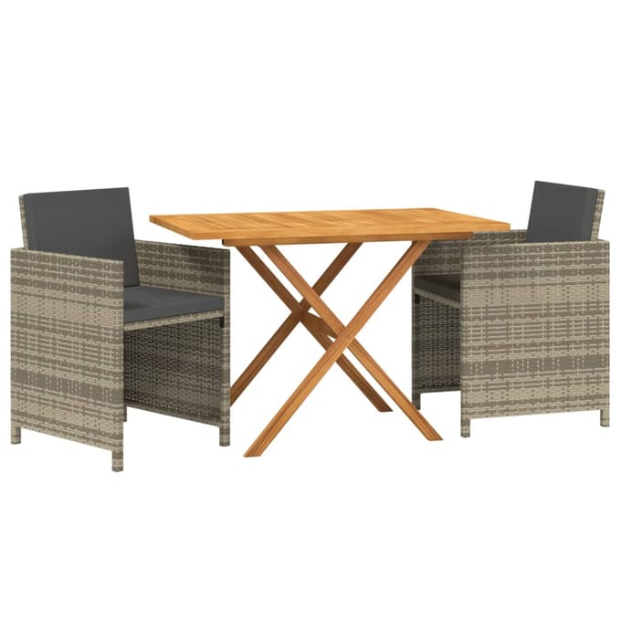 vidaXL - 3-delige - Tuinset - met - kussens - grijs