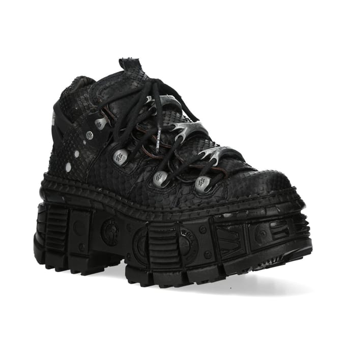 New Rock M-106WALL-C65 Python Zwarte Leren Platform Enkellaarsjes