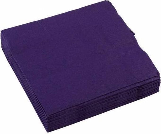 Paarse Servetten 25x25cm 20 stuks