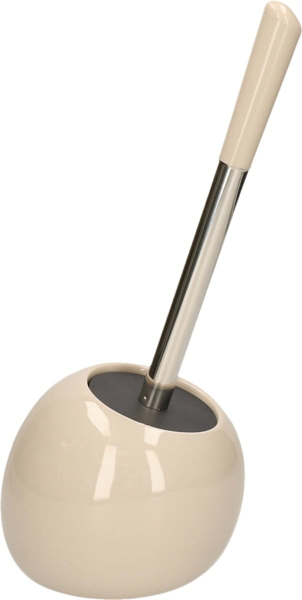 5Five WC-/toiletborstel met houder rond - beige glans - keramiek - 36 cm