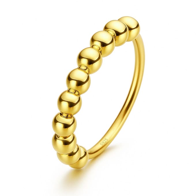 Anxiety Ring - Stress Ring - Fidget Ring - Anxiety Ring For Finger - Draaibare Ring Dames - Spinning Ring - Spinner Ring - Zilver 925 Gold Plated - (20.00 mm / maat 63)