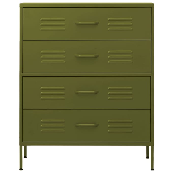 vidaXL - Ladekast - 80x35x101,5 - cm - staal - olijfgroen