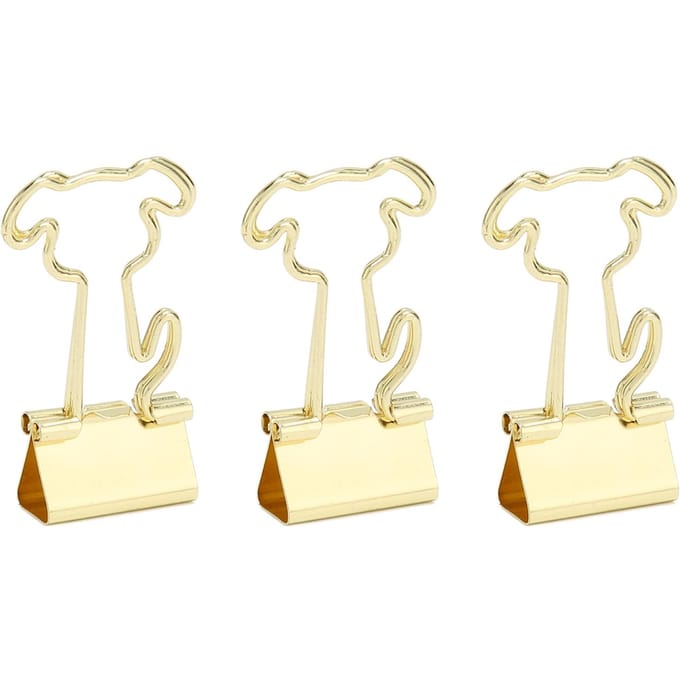 100 STUKS Hond Binder Clips Metaal Schattig Sterke Klemkracht Omvouwbare Papierklemmen voor Documenten beige