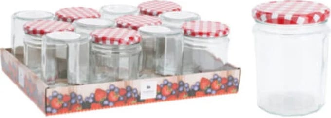 Jampot - inmaakpot - 450ml - met metalen deksel - set van 12 - glas