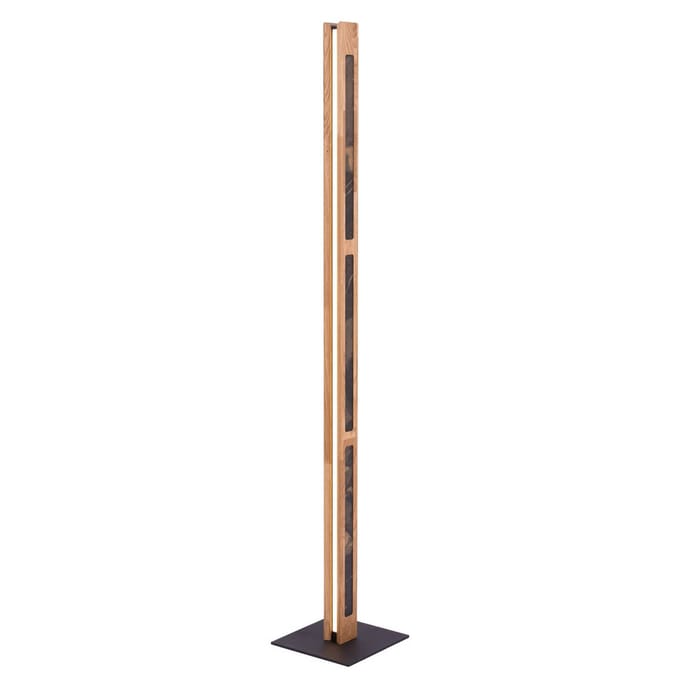 Elobra LED vloerlamp Chile, 4-zijdig, eiken/kleurrijke leisteen, 150 cm