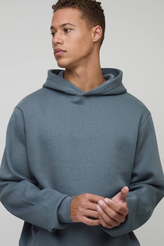 Lang Basic Normale pasvorm Over-de-hoofd Hoodie | Slate Grey | Size XL