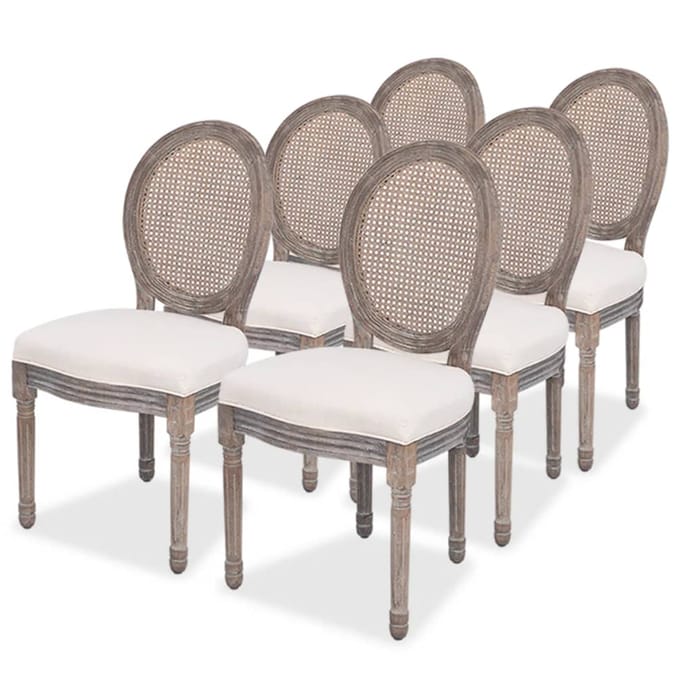 vidaXL - Eetkamerstoelen - 6 - st - stof - crèmekleurig