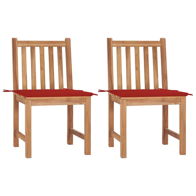 vidaXL - Tuinstoelen - 2 - st - met - kussens - massief - teakhout