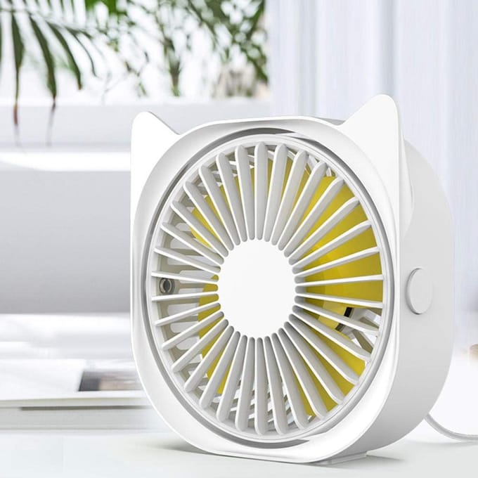 360° draaibare USB-ventilator, stille mini-koelventilator voor kantoor en persoonlijk gebruik (wit)