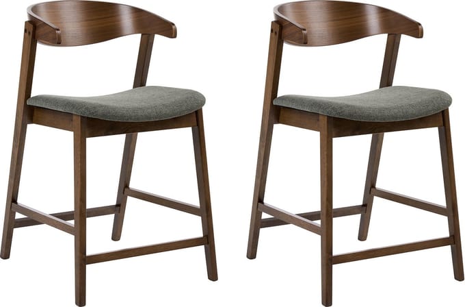 LILLY - Barstoel set van 2 - Donkerbruin/Groen - Polyester